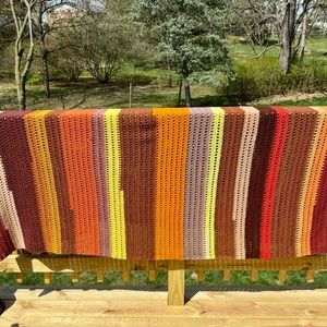 SOLD - NOT FOR SALE Vintage Crochet Afghan, multi-color.